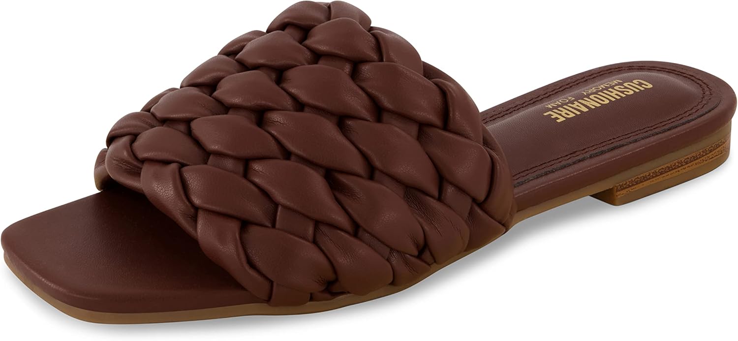 CUSHIONAIRE Women's Aramis woven slide sandal +Memory Foam, Wide Widths Available