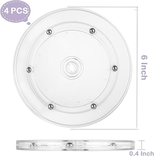 Miniatura 2 de Juego de 4 bandejas giratorias de acrílico Lazy Susan de 6 pulgadas y 6 pulgadas, base giratoria giratoria giratoria para encimera de cocina,