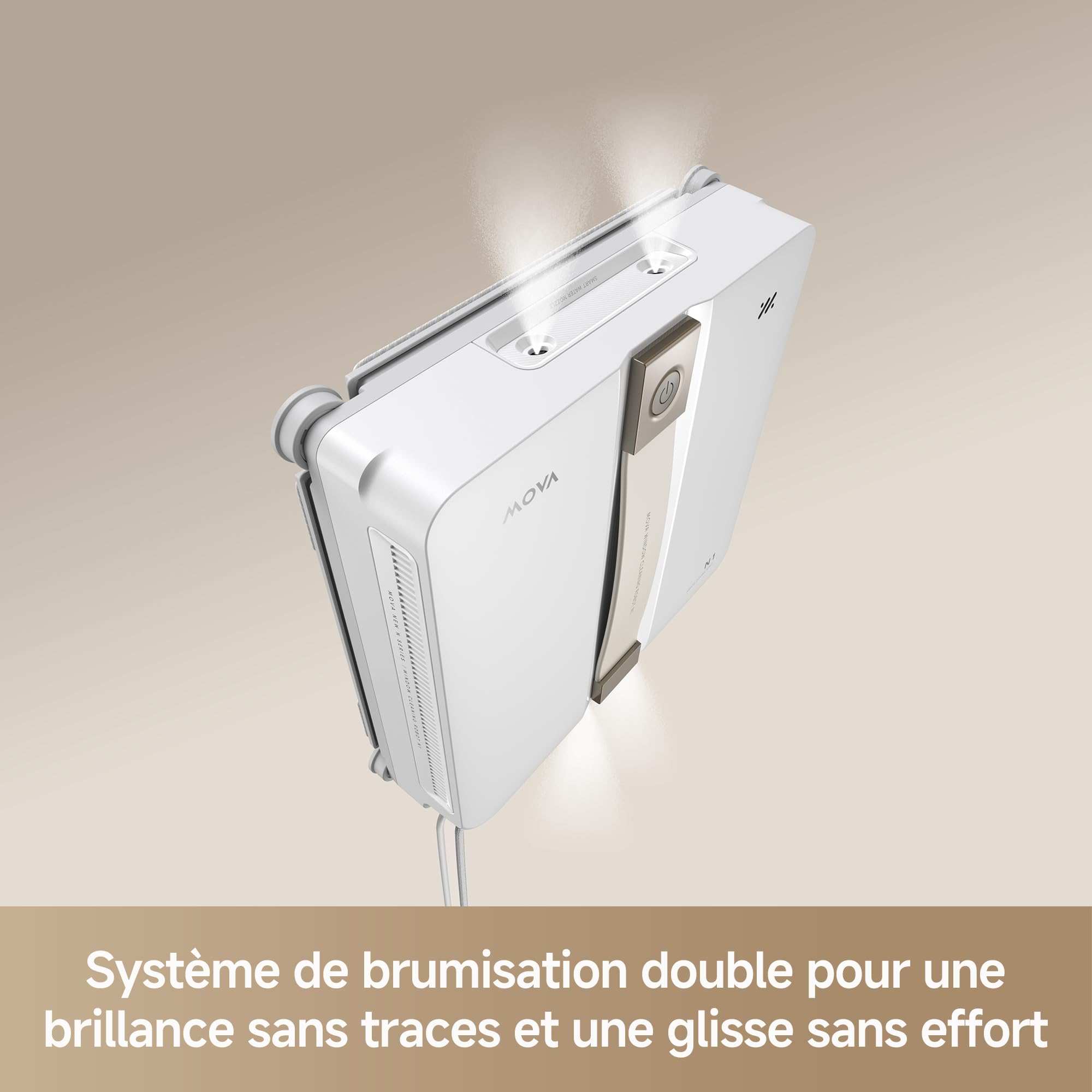 MOVA N1 Robot lave-vitres compact, système de brumisation double, aspiration 8000 Pa, système de sécurité et trajectoire intelligente pour une couverture totale