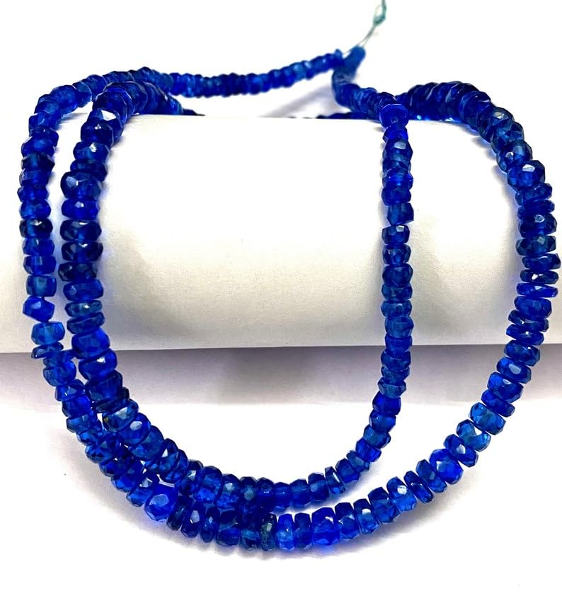 Corindon bleu naturel : perles rondes à facettes 3-5mm pour création de bijoux uniques