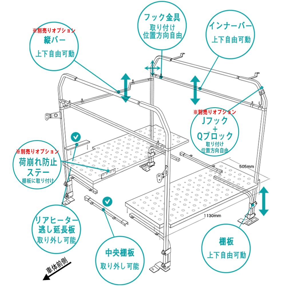 Amazon.co.jp: 職人棚 ハイエース 200系 左右 棚2段 セット スーパーGL 