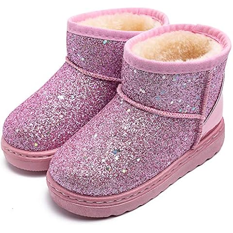 techcity Boys Girls Winter Warm Snow Boots Sequin Fur Lined Waterproof Boot Glitter Princess Outdoor Shoes(Toddler/Little Kid) Cover