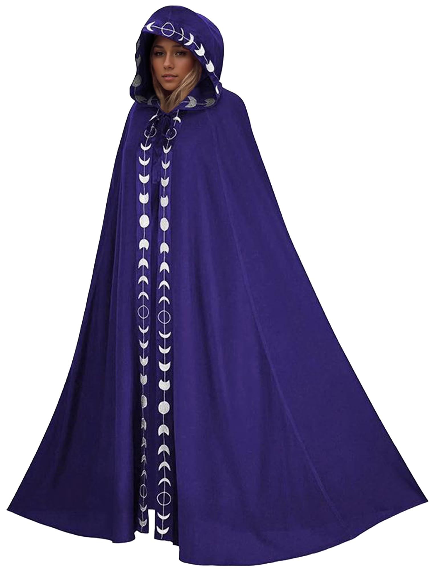 Ausing Adult Gothic Halloween Costumes Women Renaissance Hooded Robe Men Witches Witch Costume Adults Vampire Cape With Hood Jedi Wizard Cloak Accessories Capes Outfit Dresses Purple Xs