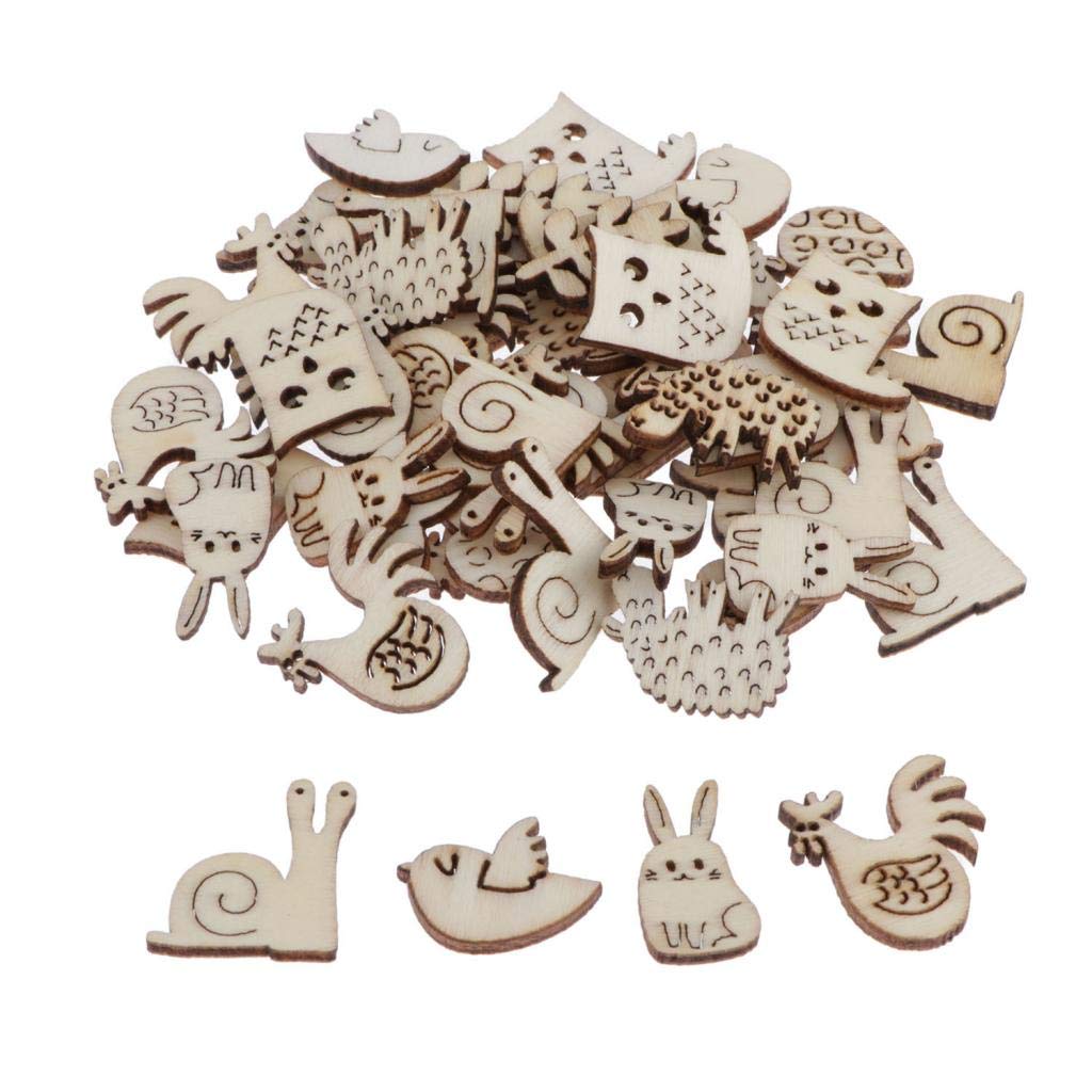 arythe 50Pcs Natural Wood Shapes Wooden Cutouts Embellishments for DIY