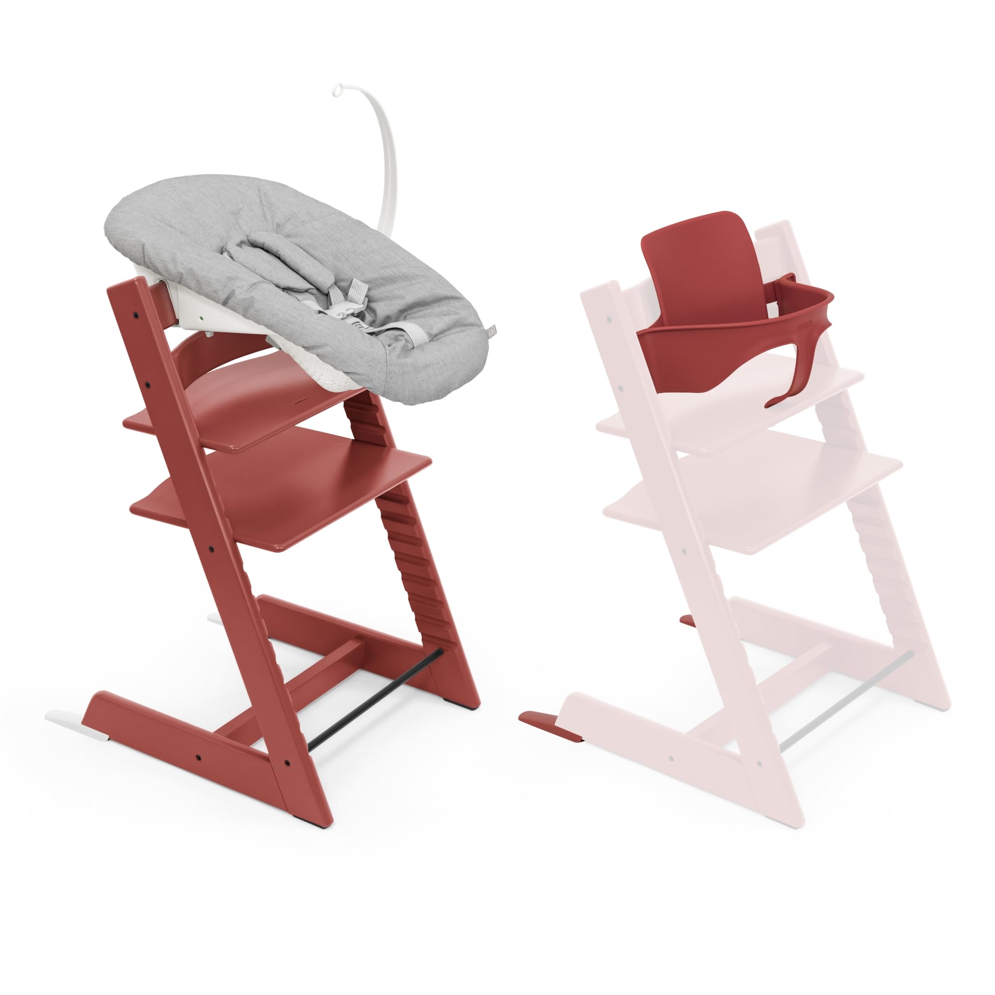 Stokke Tripp Trapp Chair with Newborn Set & Baby Set, Warm Red