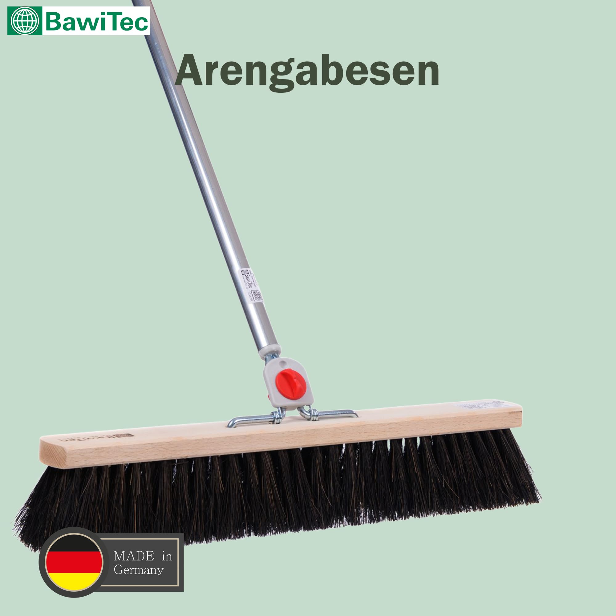 Straßenbesen Arenga Borsten Besen 40cm mit 4-Loch-System Stiel Alustiel