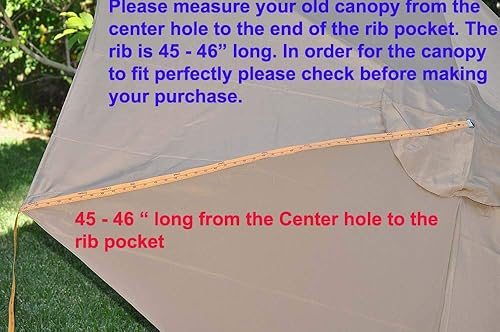 Miniatura 3 de BELLRINO DECOR - Cubierta de repuesto para sombrilla de patio fuerte y gruesa para 6 varillas de 7.5 pies (solo toldo) (Verde-75)