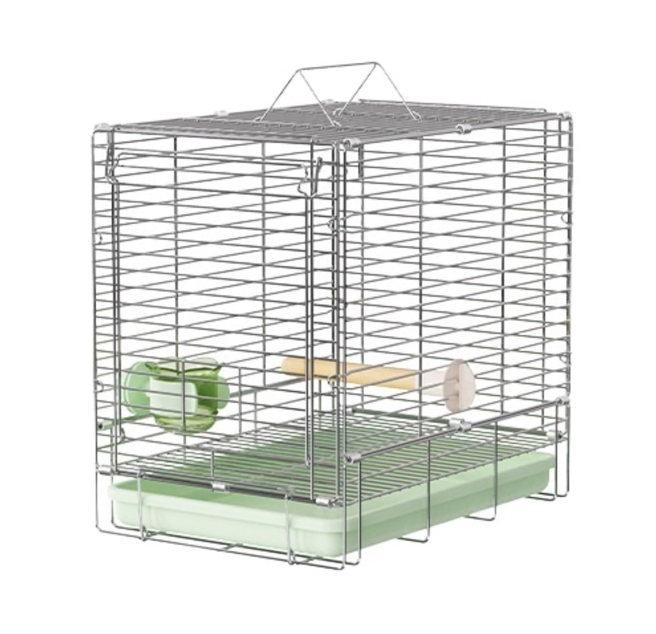 Jaula para Loros Transportín For Pájaros De Acero Inoxidable Plegable Mano For Cotorras Y Agapornis para Exteriores Interiores(Grün)