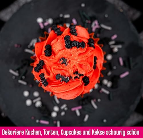 DECOCINO Streudekor Halloween 4 fach - Streusel für Kuchen und Torten, ideal für Kindergeburtstage oder als Deko für Cupcakes, Muffins und Motivtorten, ein Highlight für Geburtstag und Party
