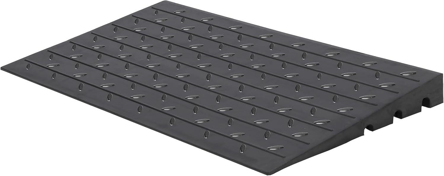 Towallmark Rubber Threshold Ramp Doorway, 4’’ Rise Wheelchair Threshold Ramp, 2500LBS Capacity No-Slip Driveway Curb Ramps for Wheelchair Mobility Scooter Power Chairs with 3 Channels Cord Cover