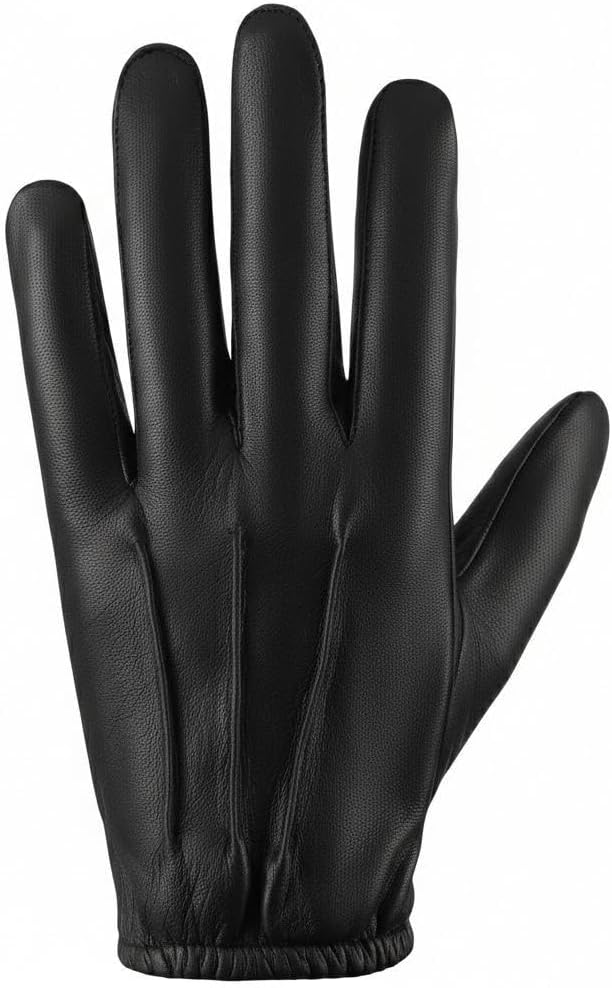Men's Thin Unlined Black Police, Pilot, Search Soft Leather Gloves - Image 2