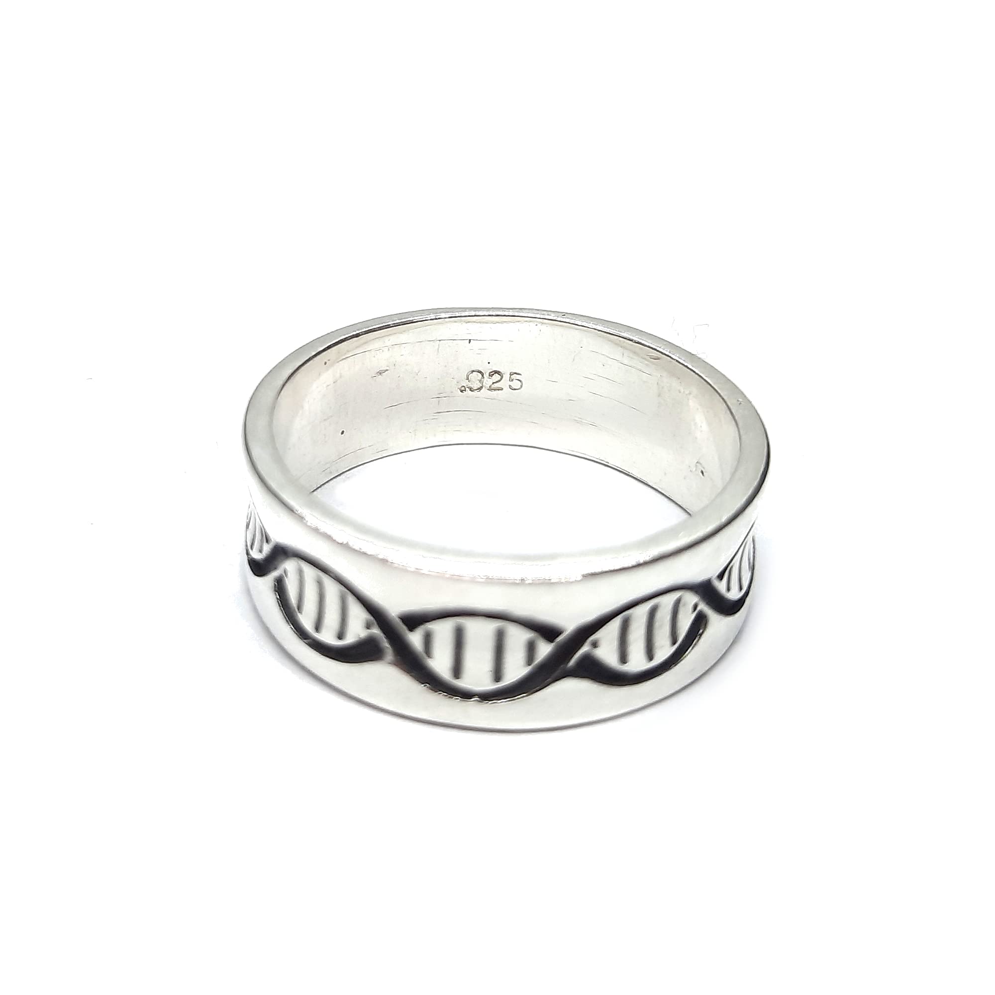 Élégante Bague en Argent Sterling Véritable Solide Estampillé 925 Anneau DNA