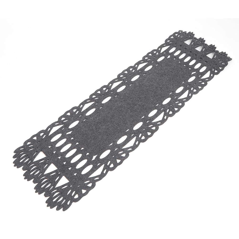 Herchr Grey Rectangle Shape Table Mat,Hollow Felt Table Runner,40.2X11.8inch Felt Tablecloth Runner Placemats Table Mats,Coffee Table Runner Farmhouse Rustic Washable Table Place Mat For Home Party