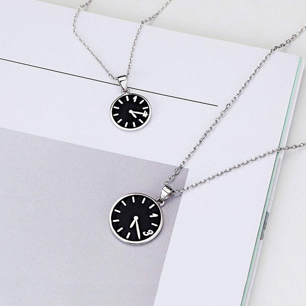Anhänger Halsketten Uhr Paar Halskette EIN Paar 925 Sterling Silber Männer und Frauen Mode Schlüsselbeinkette (Größe :)