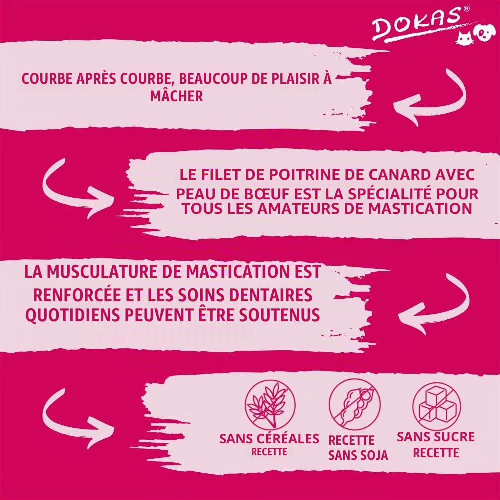 DOKAS Friandise à mâcher de qualité supérieure sans céréales pour Chiens – Idéal pour Entre Les Deux.