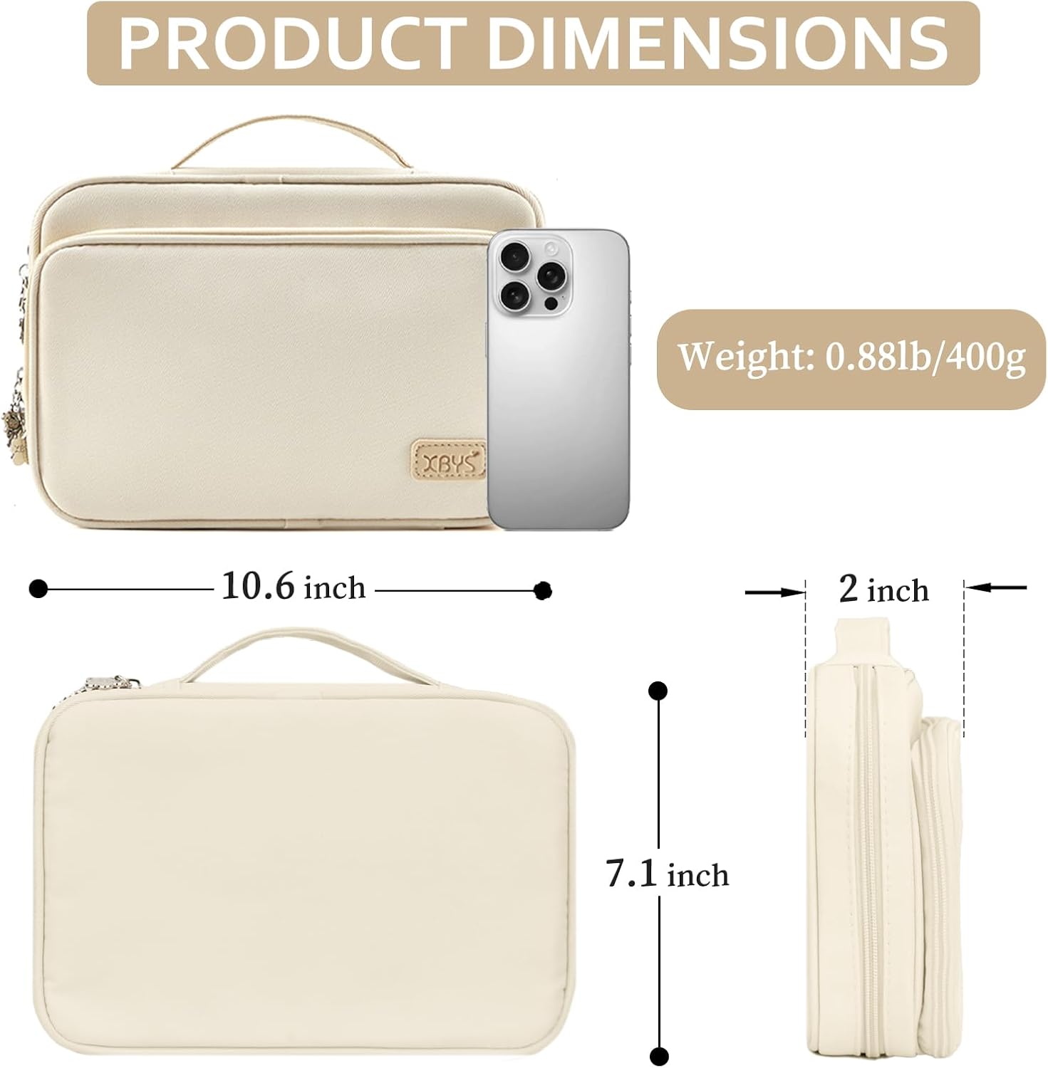 36-Slot Watch Band Organizer Bag, Waterproof Oxford Watch Band Holder for Women and Men, Travel Carrying Case for iWatch Smartwatches Straps, Spring Bars, Cable, Accessories (Beige)