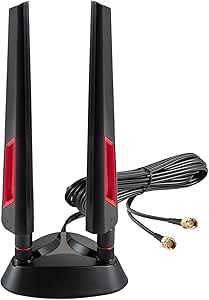 WiFi 6E Tri-Band 2.4GHz 5.8GHz 6GHz Magnetic Base Antenna Aerial for PC Desktop Computer Gaming Motherboard PCI-E Wireless Router Hotspot Network Range Extender Booster