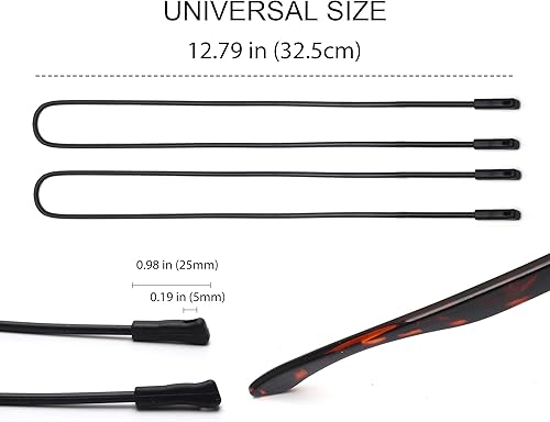 Miniatura 5 de JM Soporte de correa elástica de silicona para lentes de sol, resistente al agua, cadena de gafas de sol deportivas para mujeres, hombres y niños,