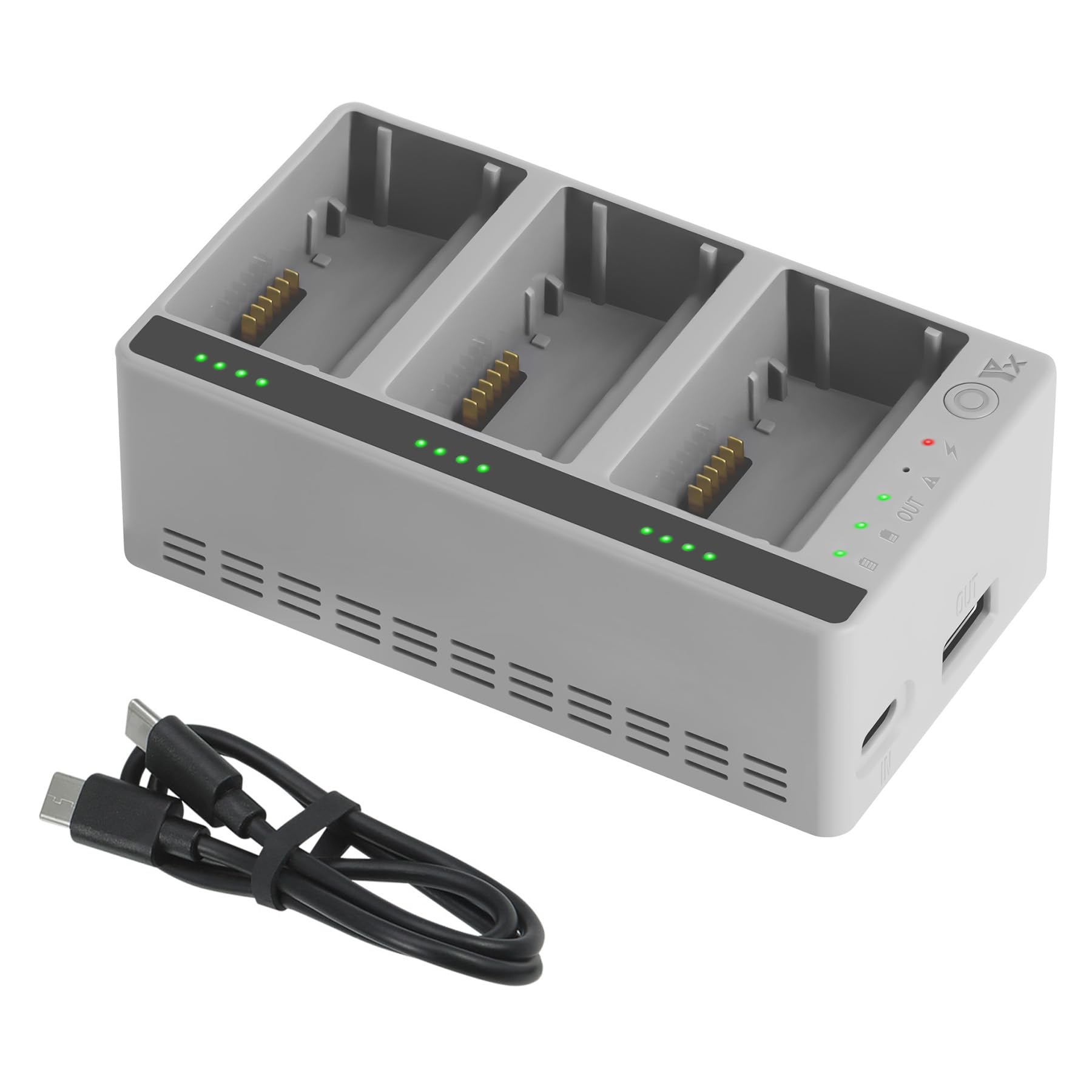 Hub di ricarica a due vie per DJI LITO X1 / LITO 1, caricabatterie rapido Case Station Battery Manager con cavo di ricarica compatibile con batteria LITO Drone, carica 3 batterie in soli 68 minuti