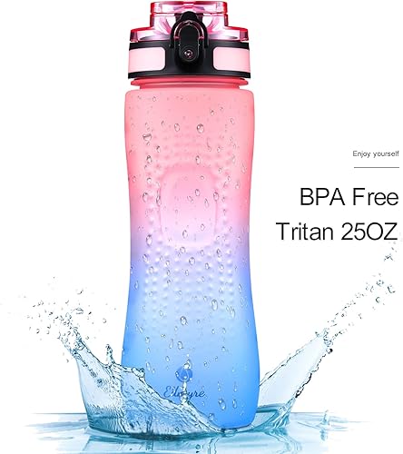 Miniatura 10 de Botella de agua motivacional de 25 onzas con marcador de tiempo, sin BPA, a prueba de fugas, botellas de agua de 0.2 galones