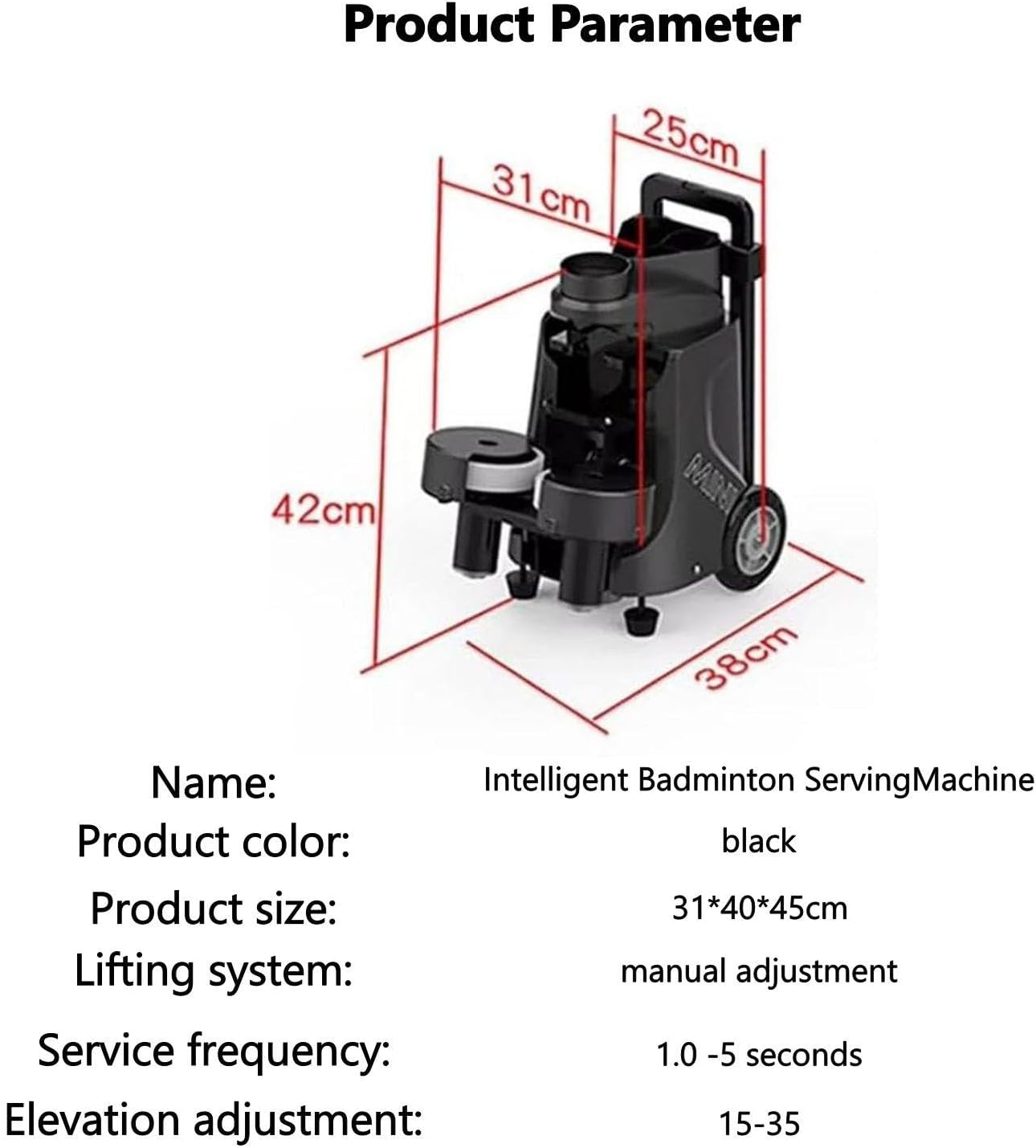 Automatic Shuttlecock Feeder with Adjustable Serve Frequency and Tripod Stand for Solo Badminton Training and Competition Practice