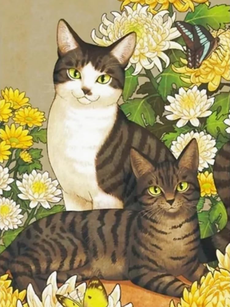 WELIWE Stamped Cross Stitch Kits for Adults 11CT Cross-Stitch Kit for Home Wall Decor DIY Embroidery Kit Needlework Crafts Two Cats 40x50 cm