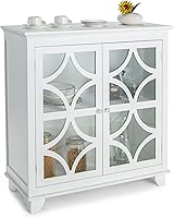 Vista 1 de Giantex Aparador de buffet, armario de cocina independiente con estante ajustable, 2 puertas decorativas de vidrio, organizador de almacenamiento