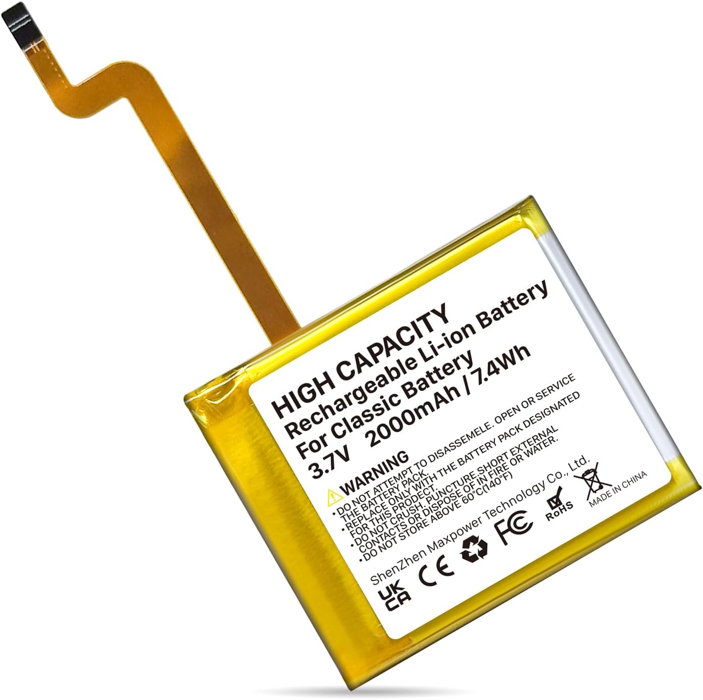 2026 New Version, 2000mAh High Capacity Li-ion Square Replacement Battery for iPod Video/Classic Thin 5th-7th Gen - Image 6