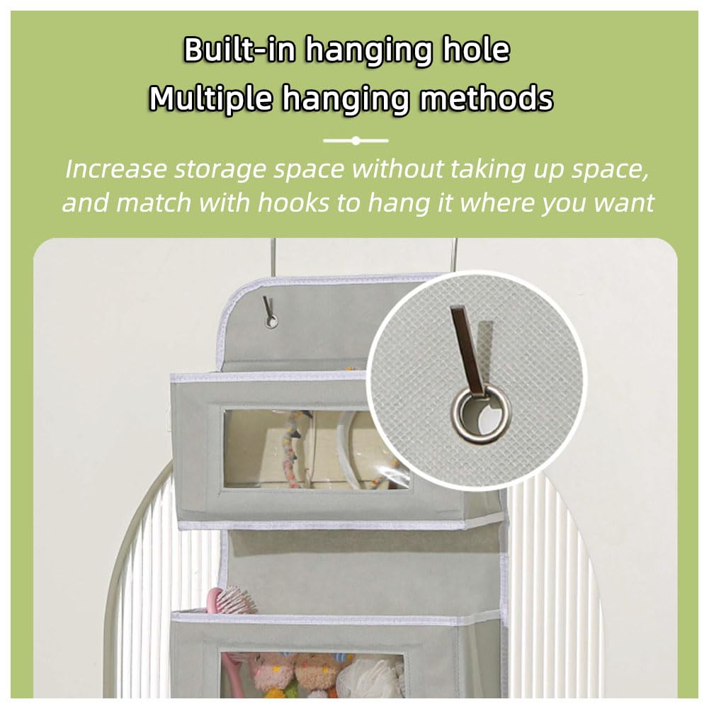 Hängeorganizer mit Transparenten Fenstern 2 Packungen, Faltbares Design, für Tür Bad Kinderzimmer Wohnzimmer Schlafzimmer(Size:5-Layer,Color:grau)