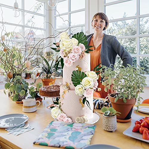 12Pcs Mr & Mrs Cake Topper Wood Wedding Cake Decorations Flower Cake Topper For Engagement Anniversary Birthday Party Supplies #TOP5