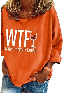 Womens Wine Turkey Family T-Shirt Casual Thanksgiving Day Shirts
