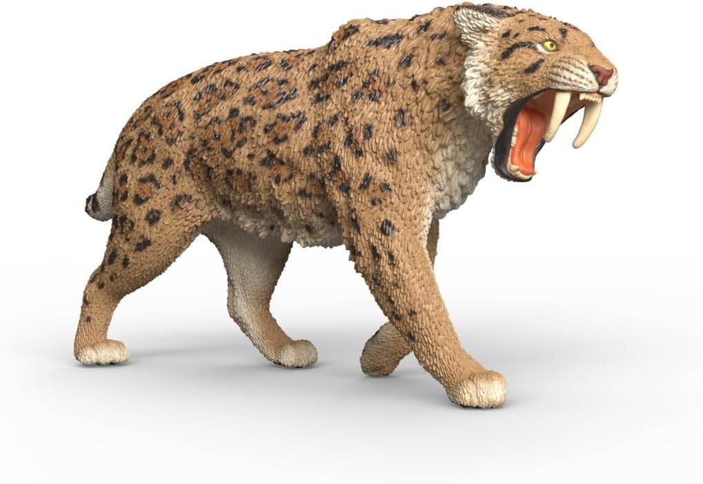 Schleich Dinosaurierfigur Säbelzahntiger – Detailgetreue Figur aus der Dinosaurs-Serie