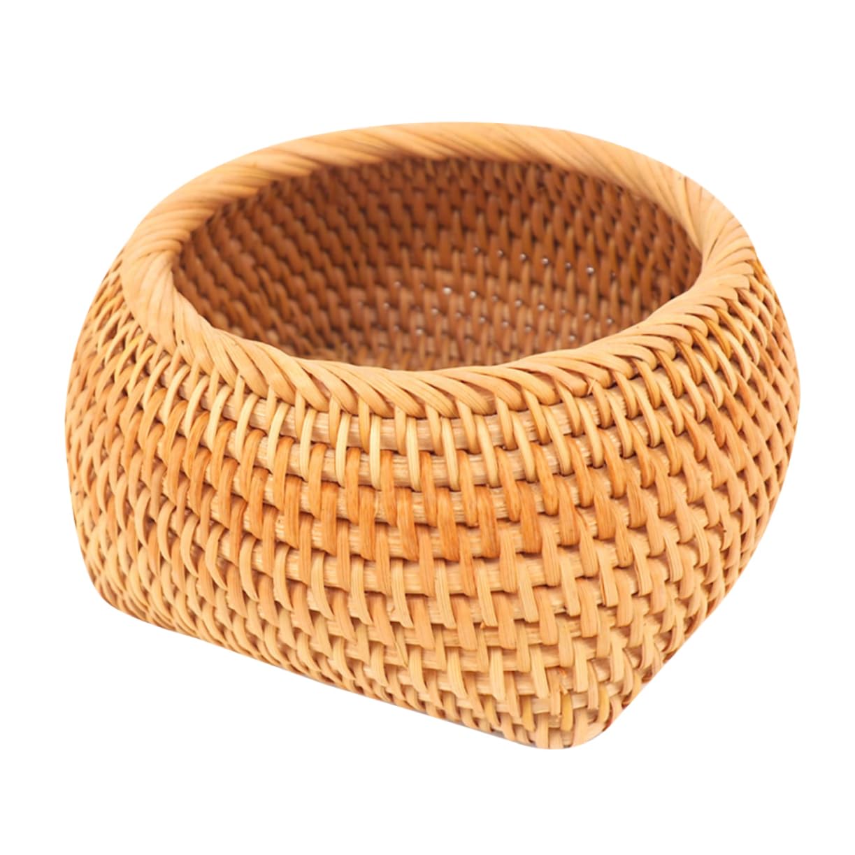 COLLBATH 1pc Box Rattan Cans Plate Storage Rattan Dish Wicker Food Basket Round Decorative Tray Rattan Bread Basket Tea Cans Rattan Plate Round Hyacinth Basket Household Rattan Dish