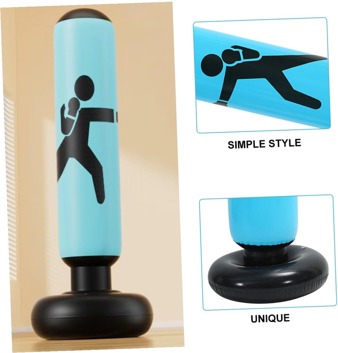Inflatable Standing Punching Bag for Adults, Stable Boxing Fitness Bag with Thickened Blue Column, Training Equipment for Boxing Practice and Stress Relief