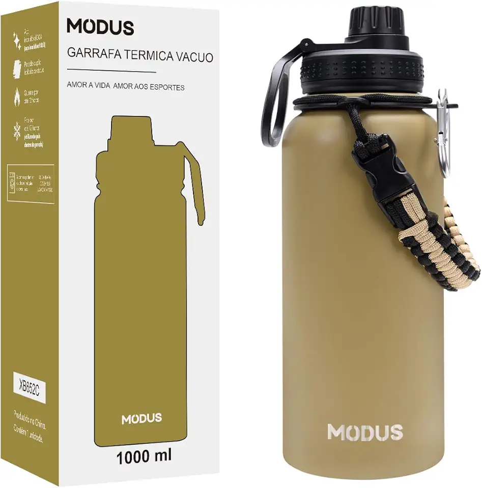 MODUS Garrafa Térmica Esportiva De Aço Inoxidável Com Isolamento A Vácuo De 1000ML (Caqui)