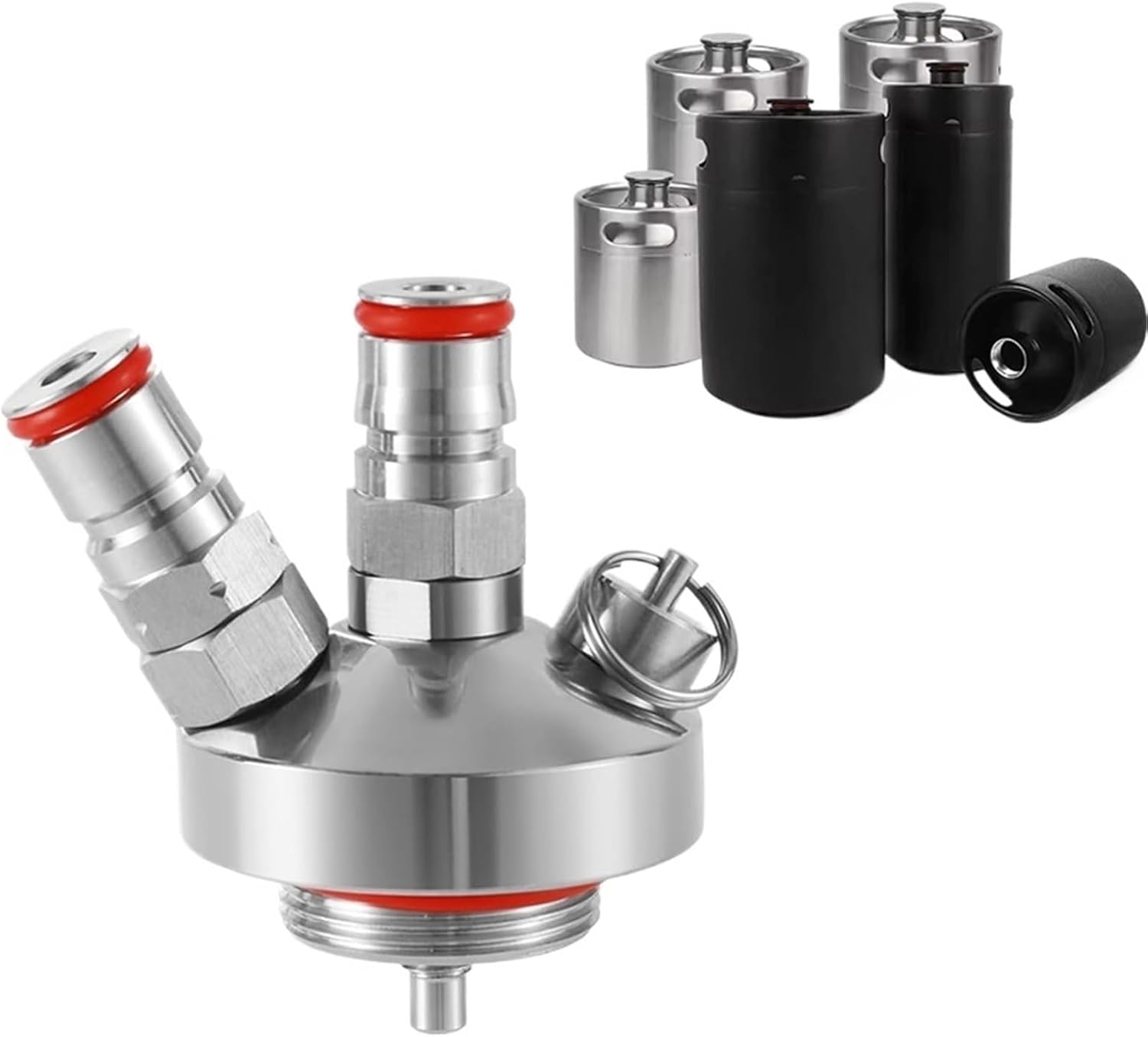 Mini Keg Dispenser Double Ball Lock Spear Stainless Steel Beer Growler Spear With 30cm Silicone Hose For 2/3.6/4/5/10L Mini Keg