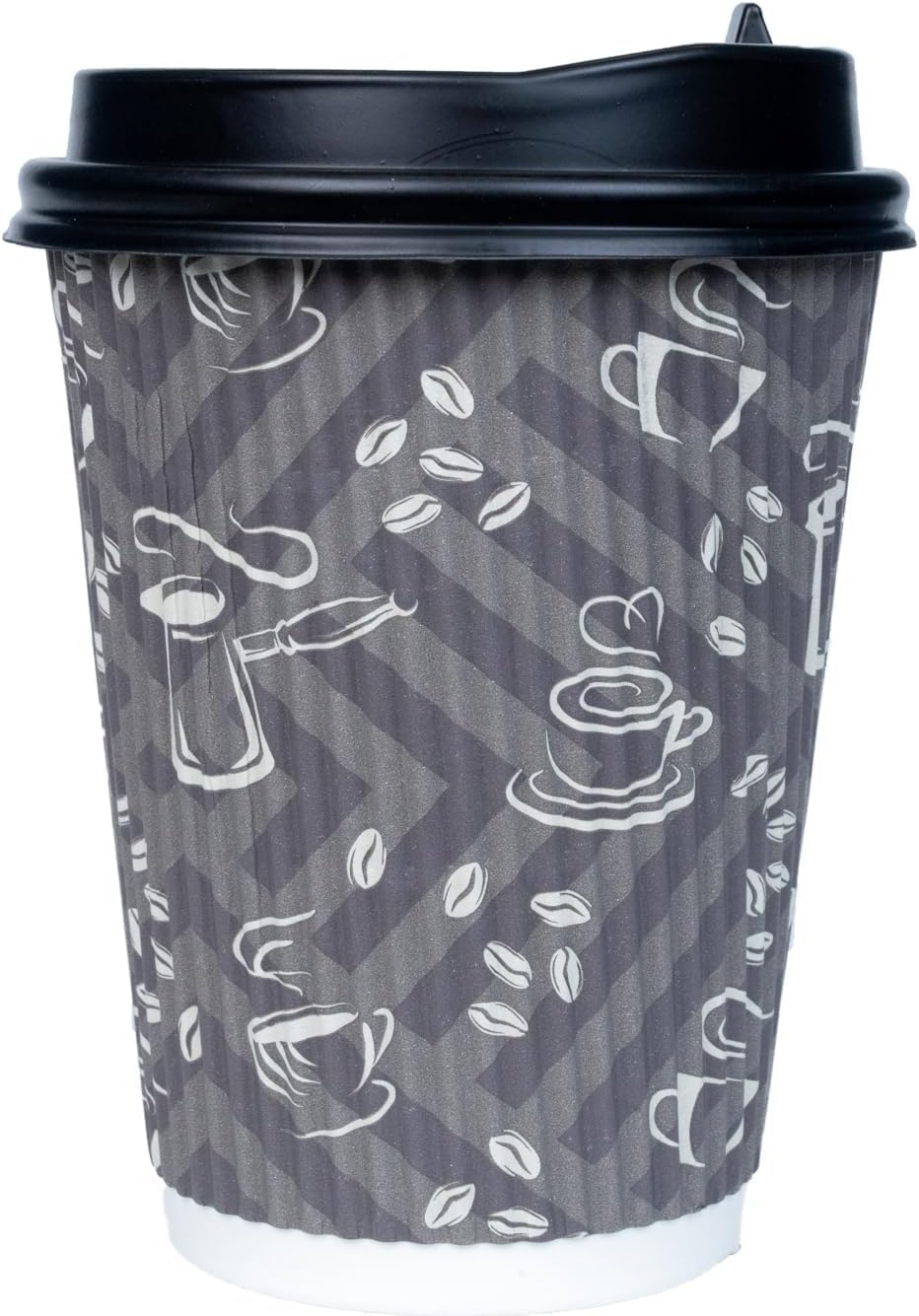 Glad Disposable Coffee Cups with Lids, 12 Oz Insulated Paper Hot Cups, No Sleeve Needed, Textured Non-Slip Grip, Fits Most Single-Serve Brewers, Java Mocha Print, 50 Cups and 50 Lids - 6 Pack