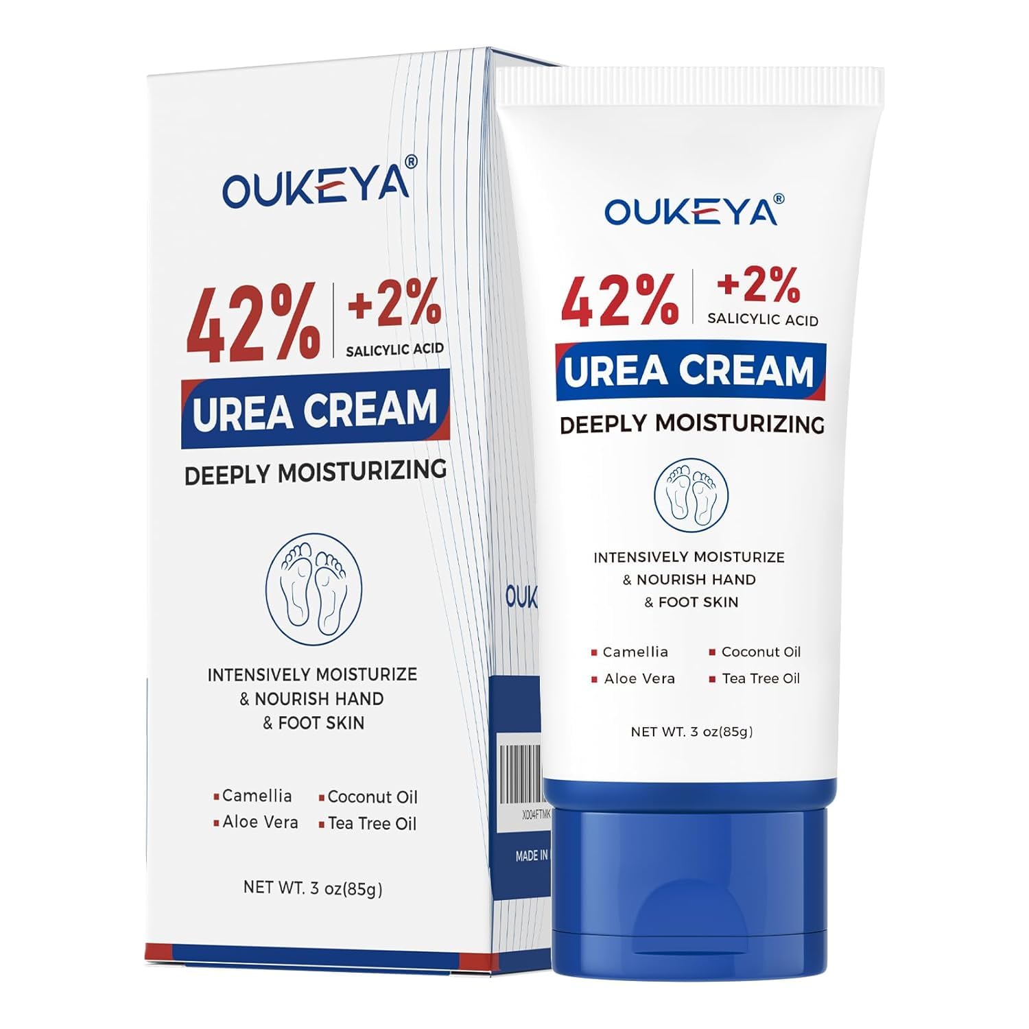 OUKEYA Urea Cream 42% plus Salicylic Acid 2%, Urea Foot Hand Cream for Dry Cracked Feet Heels, Elbows