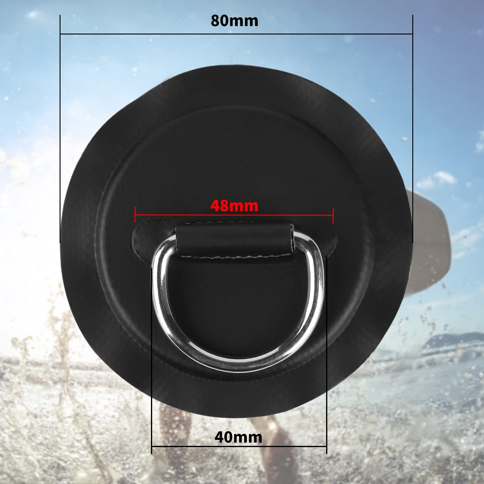 efuturetime 6 x D-Ring Patch Pad, Accessori Gommone PVC Kayak in Acciaio Inossidabile per Kayak, Surfboard, PVC Gommone Barca, Nessuna Colla Inclusa
