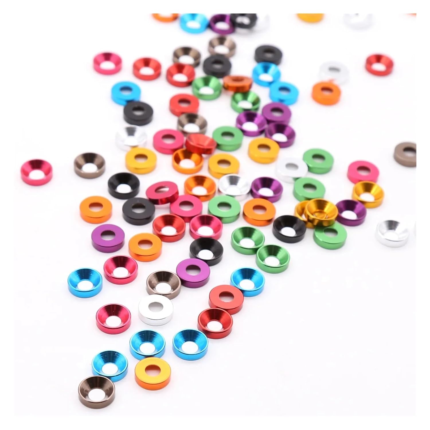 Aluminum Alloy Countersunk Head Washers Multiple Colour M2 M2.5 M3 M4 M5(Sky Blue,10PCS_M2.5)