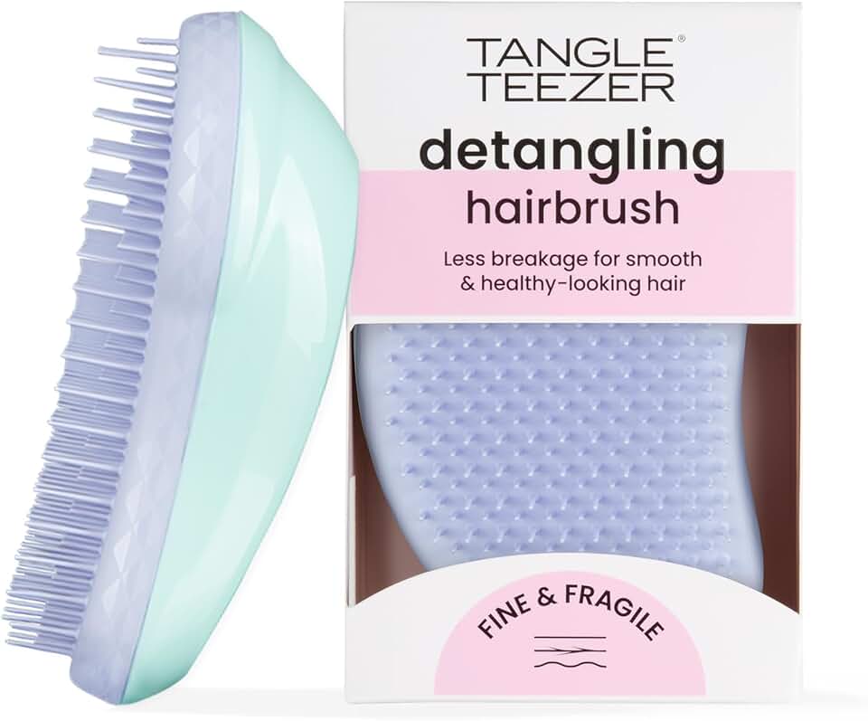 Tangle Teezer - Escova de cabelo desemabaraçadora The Original Fine & Fragile para texturas finas e frágeis, Cor: Verde e Rosa