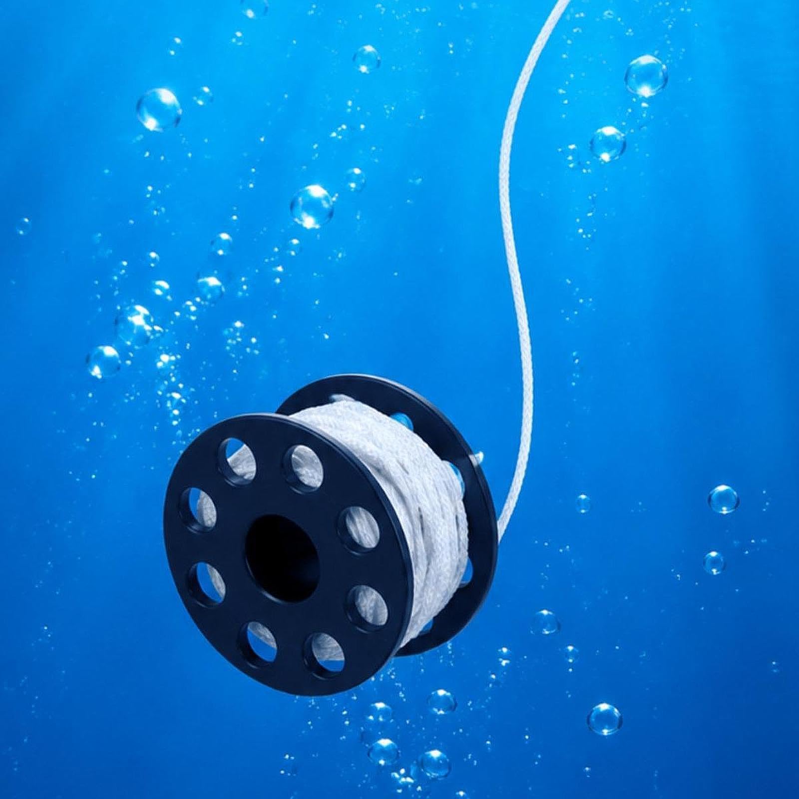 Mulinello da Immersione, Mulinello da Sub, Mulinello a Dito, Mulinello a Mano con Filo di Nylon Intrecciato, Doppio Moschettone, Antiscivolo, per Imme, Nero