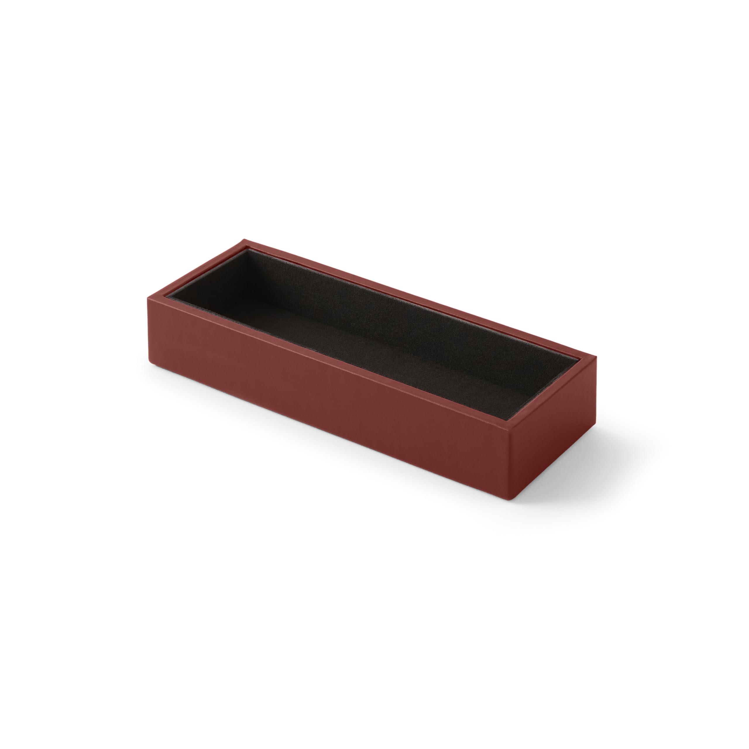 Eglooh - Minerva - Pen Tray for Desk Leather Burgundy Red - Rectangular Design and Handcrafted Finishes - cm 20 x 7,5 x H.3,5 - Entirely Made in Italy