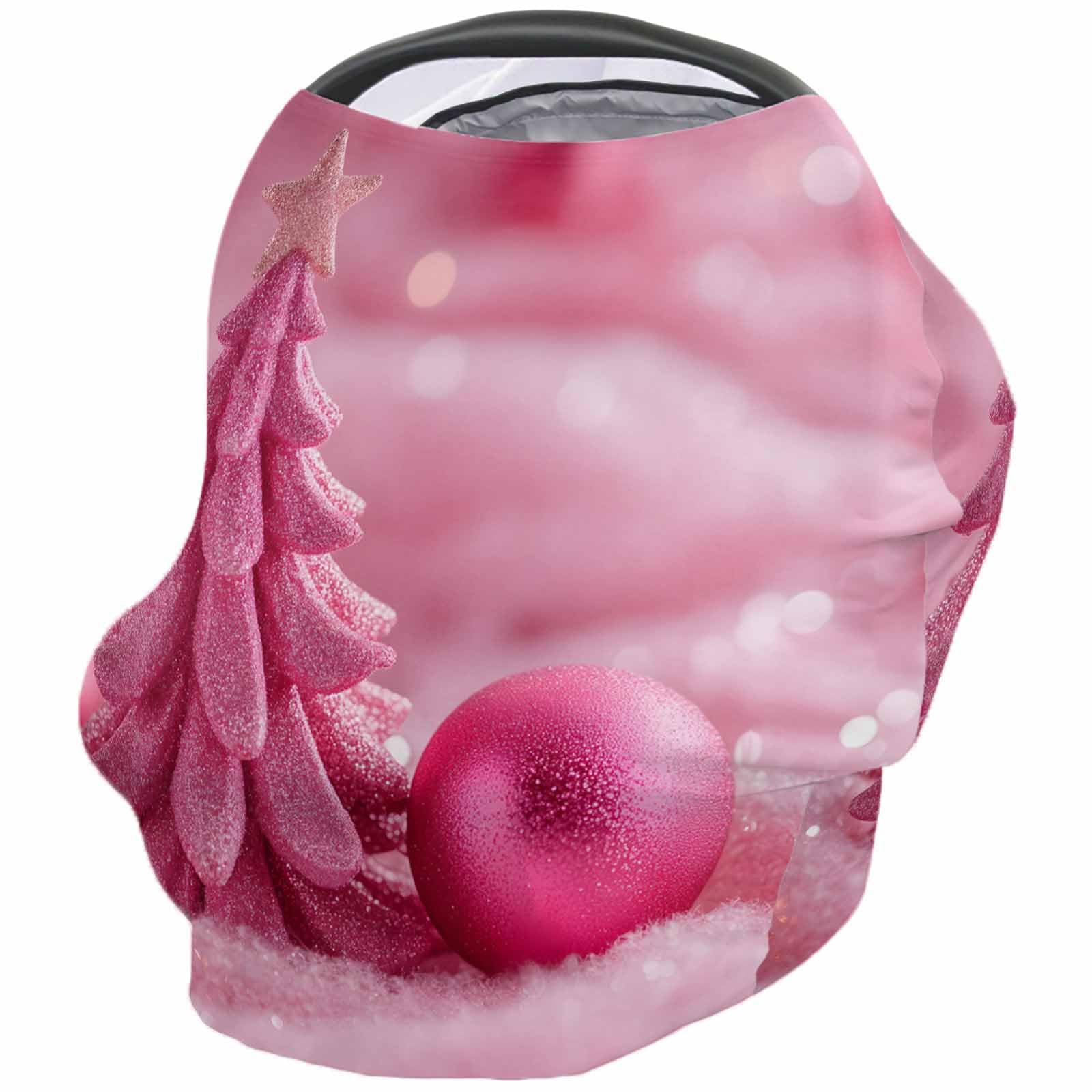 Nursing Cover for Breastfeeding Scarf, Hot Pink Christmas Tree Ornaments Baby Car Covers Super Soft Multi Use for Canopy Shopping Cart Cover Blanket Stroller Cover