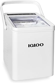 Automatic Self-Cleaning Portable Electric Countertop Ice Maker Machine With Handle, 26 Pounds in 24 Hours, 9 Ice Cubes Ready in 7 minutes, With Ice Scoop and Basket, White