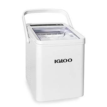 Igloo Automatic Self-Cleaning Portable Electric Countertop Ice Maker Machine With Handle, 26 Pounds in 24 Hours, 9 Ice Cubes Ready in 7 minutes, With Ice Scoop and Basket, White