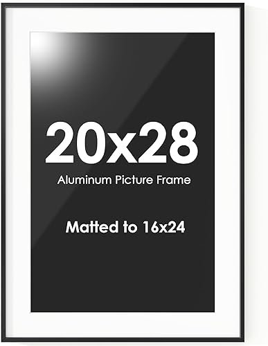 Miniatura 640 de Fun Memories Portarretratos de metal de 16 x 20 pulgadas con paspartú de 11 x 14 pulgadas, acabado de aluminio cepillado, parte delantera de vidrio