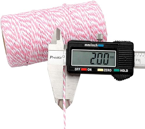 Vista 43 de Guita de regalo roja y blanca cuerda de vacaciones 328 pies de algodón panaderos cordel de artesanía de Navidad cuerda de embalaje duradera Rojo