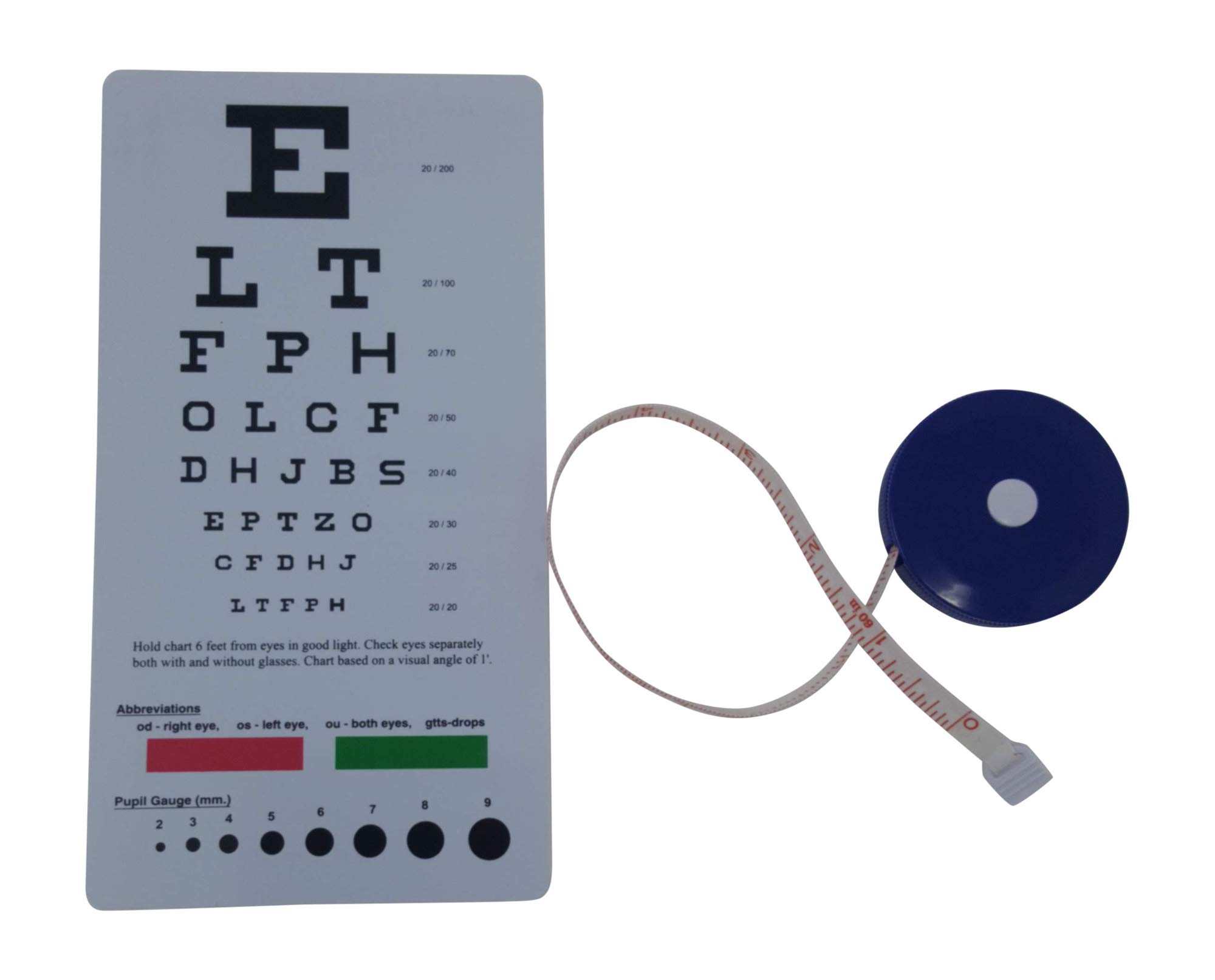 Snellen Pocket Eye Chart Bundle with Retractable Tape Measure 2 Items Total. (B07PGX8XY5) Amazon Price History, Amazon Price Tracker