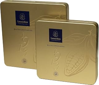 Leonidas Heritage Fine Belgian Chocolate Gold TIn Assortment Filled with Our Most Popular Pieces, Milk, White & Dark (16 Piece Gold Tin 240g)